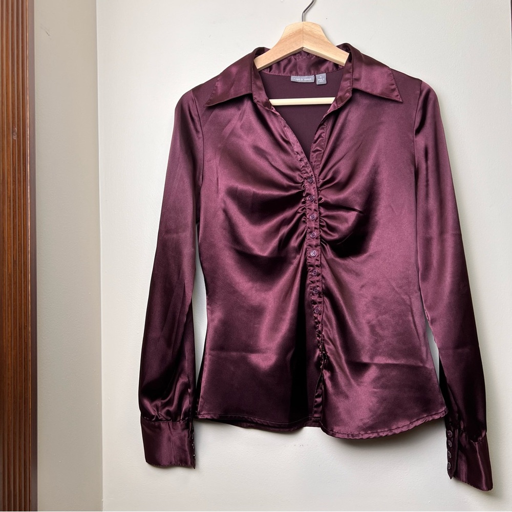Apt 9 Stretch Button Down Blouse Women’s Size S Purple